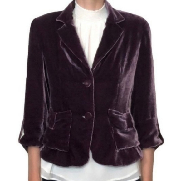 SPENSER JEREMY Silk Blend Velvet Blazer Jacket M Petite - Picture 1 of 5